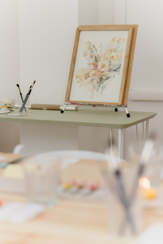 Aquarell-Workshop Atelier 2, Brush & Bloom, Aquarellbild, Blumenstillleben